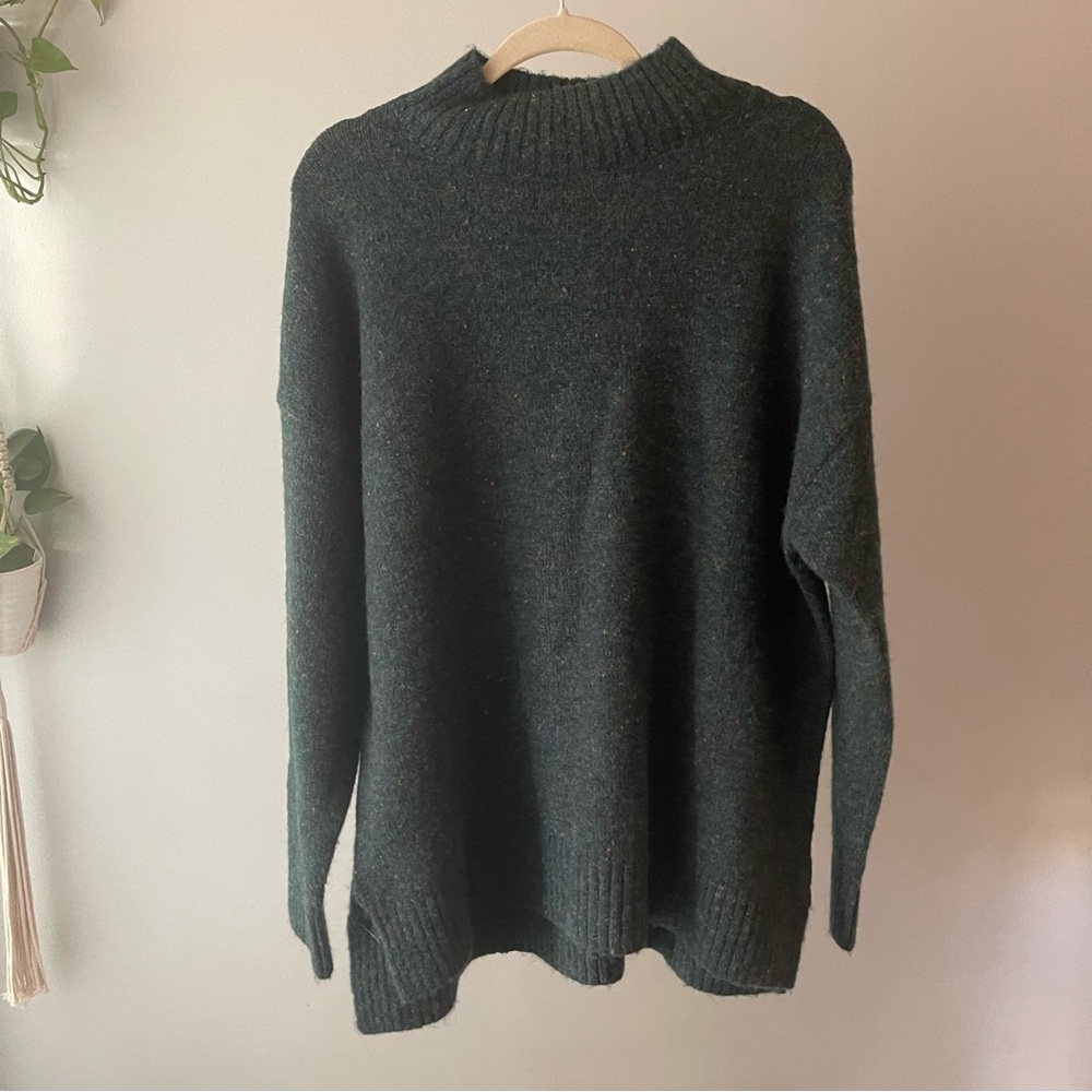 Well Worn Sweater Women’s XL Speckled Green Knit Cozy Mock Neck